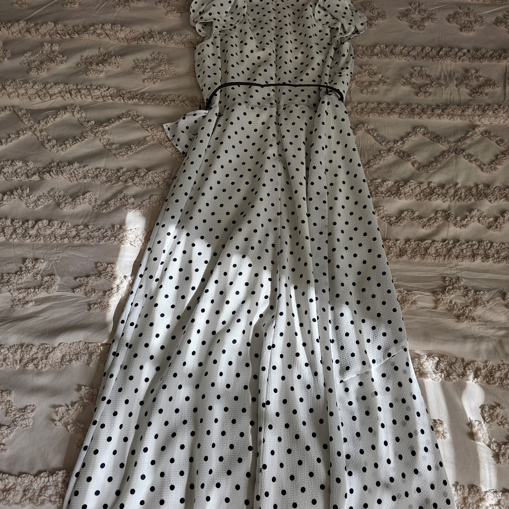 Ralph Lauren White Midi Dress with Black Polka Dots - Picture 4 of 10